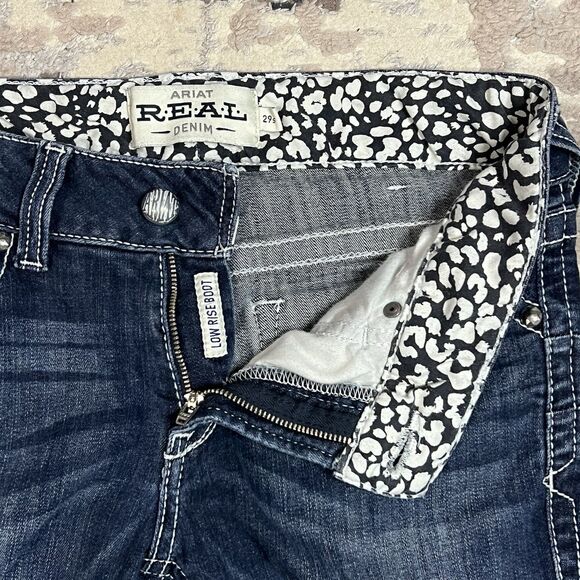 Ariat Real Jeans Women's 29S Bootcut Blue Denim Dark Wash Western Cowgirl - Picture 4 of 11